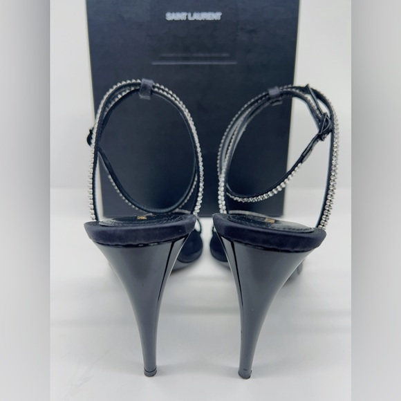 SAINT LAURENT GEORGIA SANDALS IN CREPE SATIN WITH RHINESTONES - Picture 7 of 14